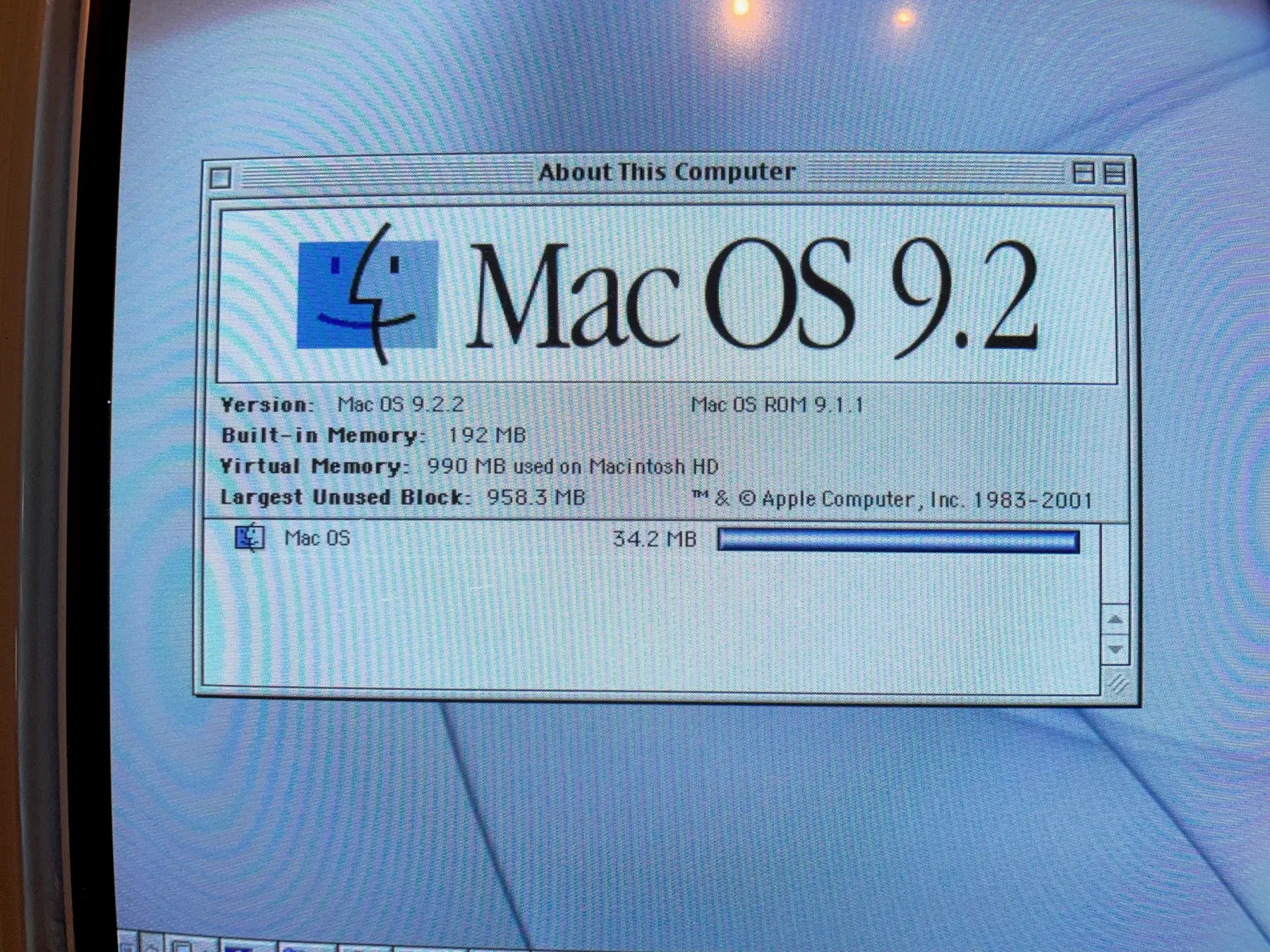 Apple iMac G3 350 Indigo — About This Computer