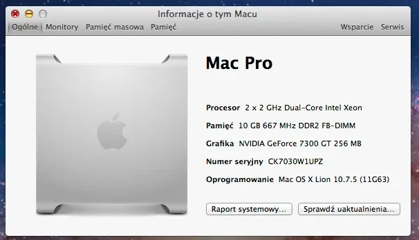 Apple Mac Pro 1,1 — About This Mac