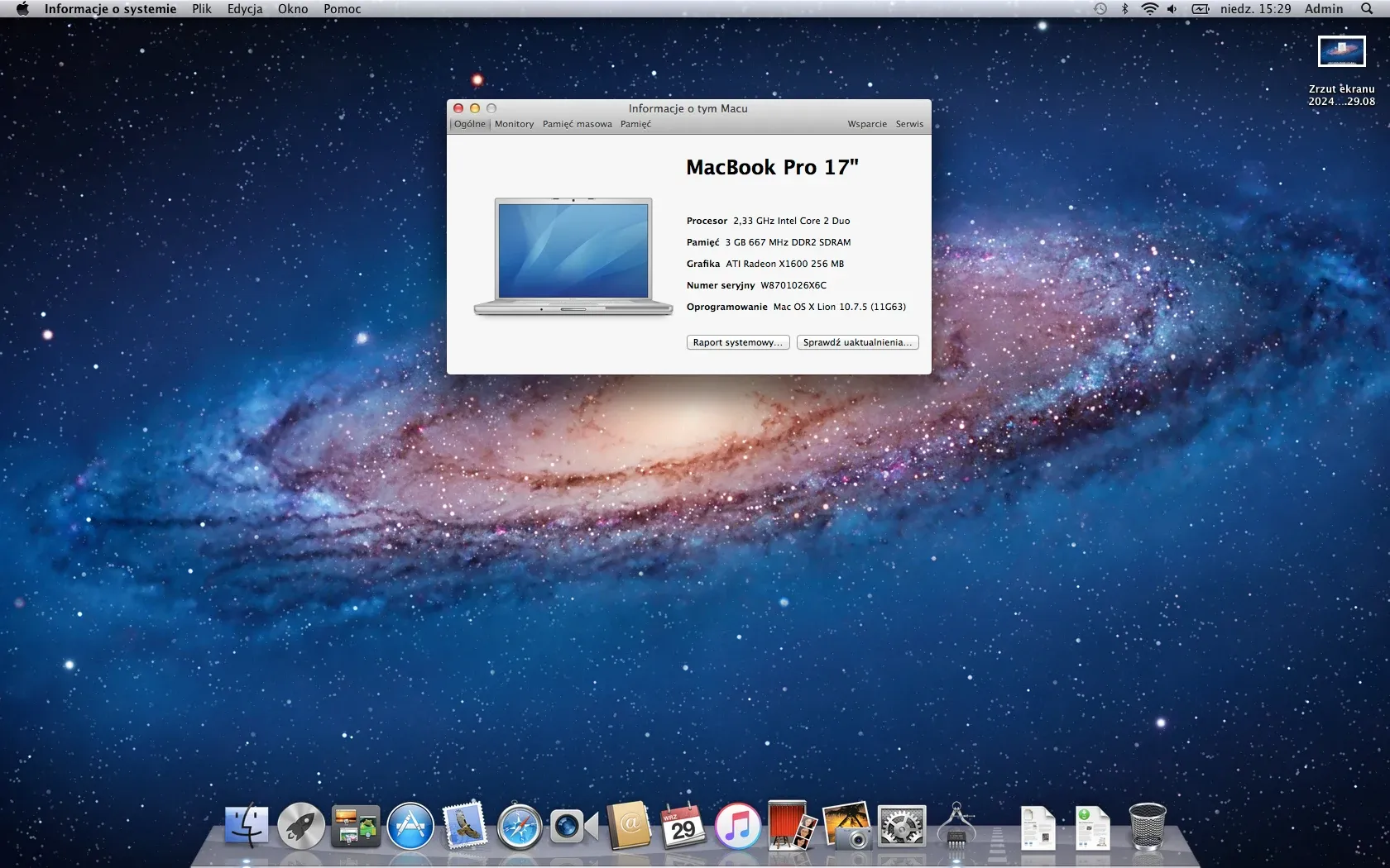 Apple MacBook Pro 17-inch — About This Mac