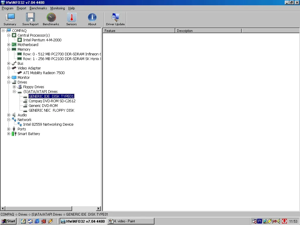 Compaq Evo N610c — HWiNFO HDD