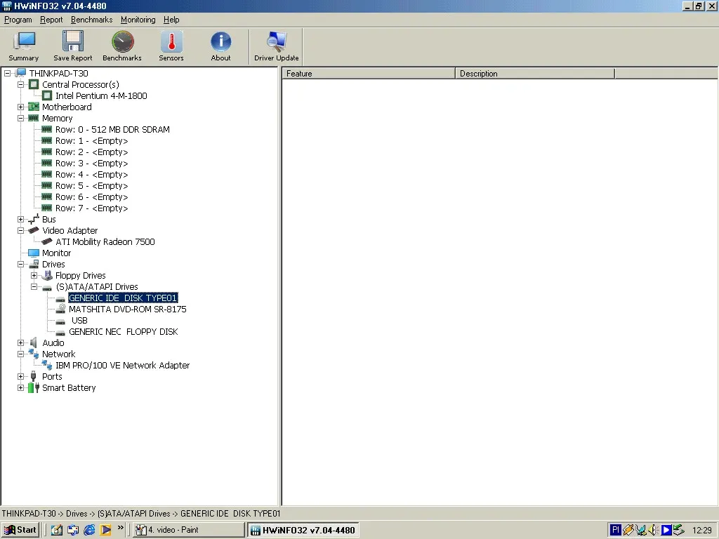 IBM ThinkPad T30 (Windows Me) — HWiNFO HDD